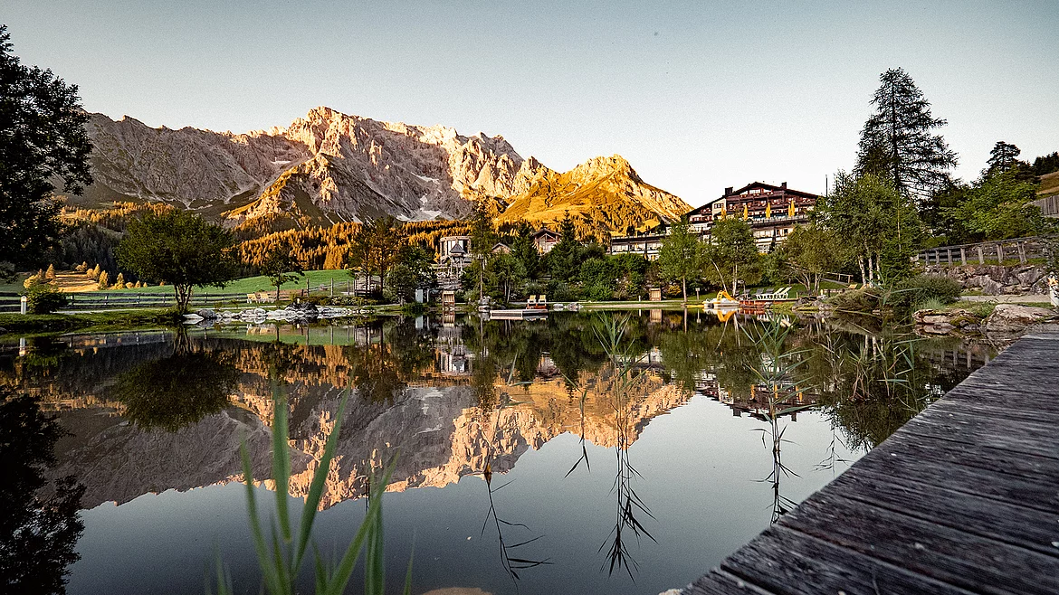 Übergossene Alm - Almsee Sommer Sonnenuntergang