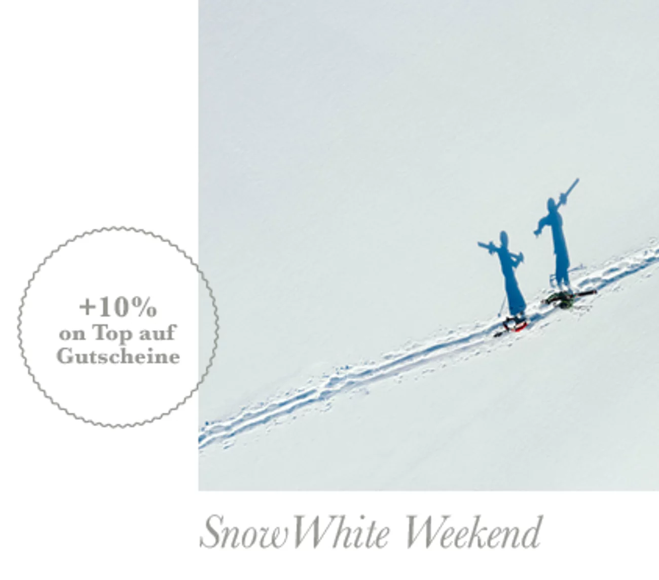 Übergossene Alm - Newsletter Header, Bild von zwei Menschen im Schnee