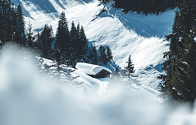 Winterurlaub in Salzburg - Verschneite Berghütte - Übergossene Alm